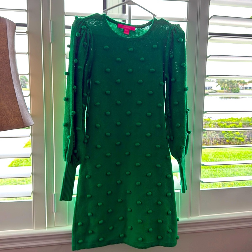 Lilly pulitzer green sweater dress xxs